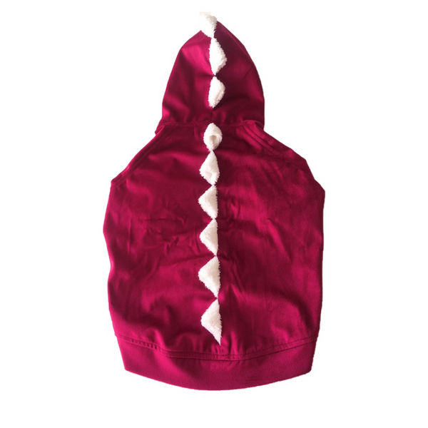 Dogobow Dino Hoodie for Dogs and Cats (Red) (Get a Bow Free)