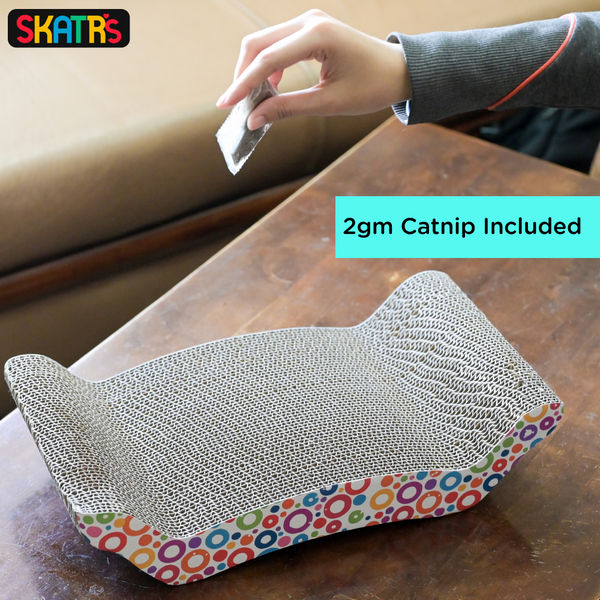 Skatrs Whisker Wonder Corrugated Cardboard Cat Scratcher with 2g Premium Catnip Free