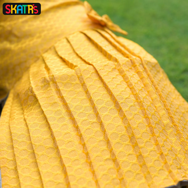 Skatrs Brocade Gold Printed Dress for Dogs and Cats (Yellow)