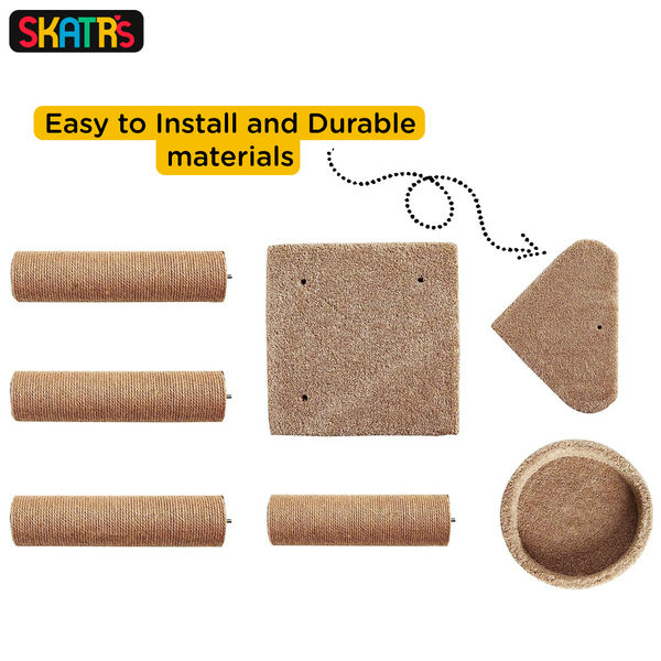 Skatrs Feline Fortress Two Tier Cat Tree with Sisal Post Toy (Beige)