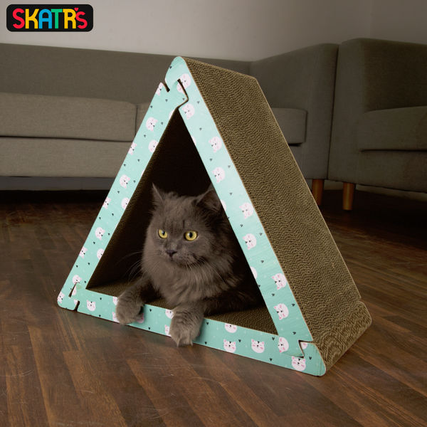Skatrs Cute Triangle Cat Scratcher with 2g Premium Catnip Free
