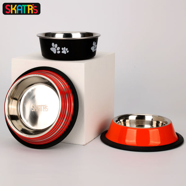 Skatrs Anti Skid Glossy Bowl for Dogs and Cats (Red)