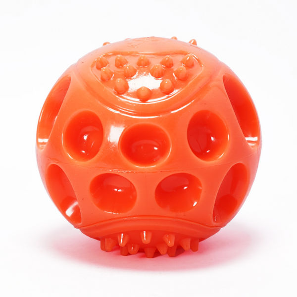 Skatrs Rubber Squeezy Ball Toy for Dogs and Cats (Orange)