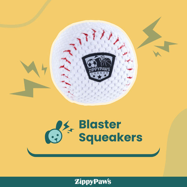 Zippy Paws SportsBallz Baseball Plush Toy for Dogs