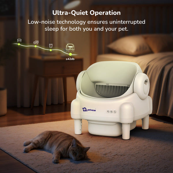 Petverse Automatic Open Top Self Cleaning Litter Box for Cats (White)