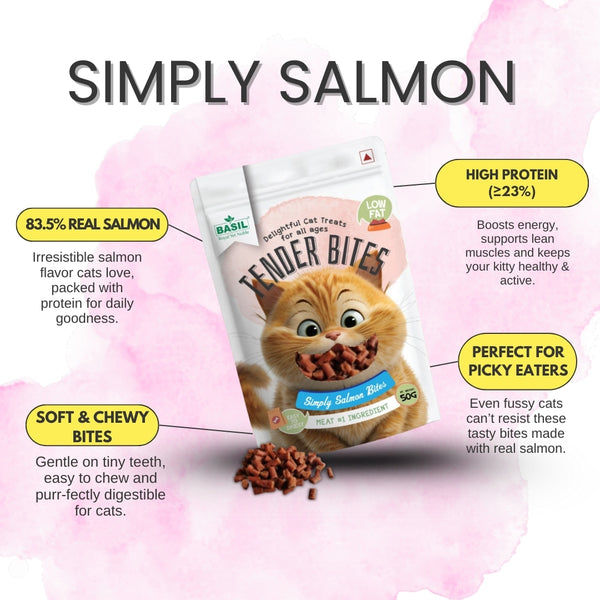 Basil Tender Bites Simply Salmon Cat Treats