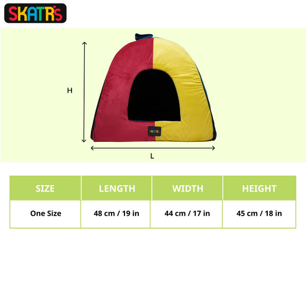 Skatrs Travel Burrow Cozy Portable Home for Dogs and Cats (Red/Yellow/Blue)