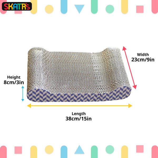 Skatrs Lounge Corrugated Cardboard Scratcher Pad Toy With Catnip for Cats (Length 38cm)