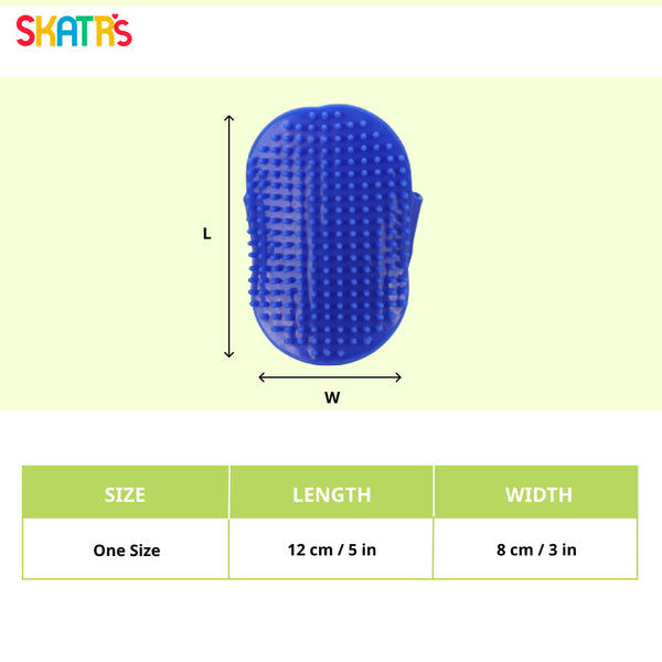 Skatrs Rubber Bristles Massage Hand Brush Comb for Dogs & Cats (Blue)
