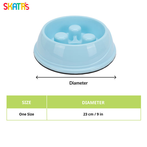Skatrs Antiskid Slow Feeder Bowl for Dogs and Cats (Blue)