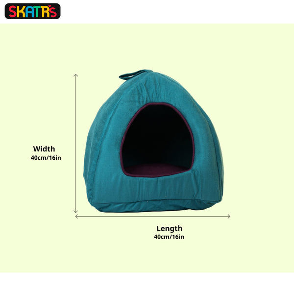 Skatrs Cozy House for Cats, Kittens and Small Dogs (Teal Blue and Purple)