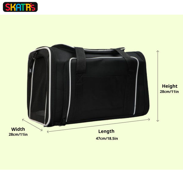 Skatrs Foldable Expandable Pet Travel Carrier Bag for Small Dogs, Adult Cats & Kittens (Grey with Orange)