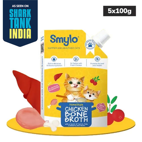 Smylo Hydration Rich Chicken with Carrot, Kale and Cranberry Bone Broth for Cats