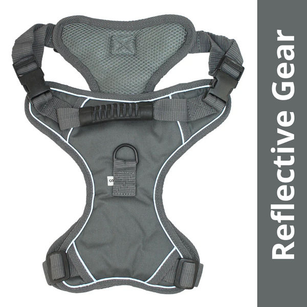 Pawpourri Adjustable Reflective Padded Harness for Dogs (Grey)