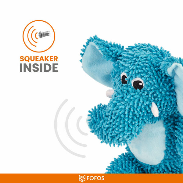 Barkbutler x Fofos Elephant Tough Squeaky Toy for Dogs | For Medium Chewers (Blue)