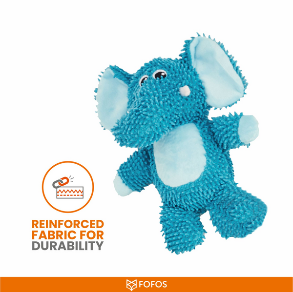 Barkbutler x Fofos Elephant Tough Squeaky Toy for Dogs | For Medium Chewers (Blue)