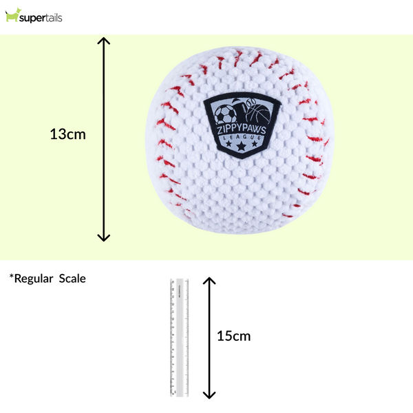 Zippy Paws SportsBallz Baseball Plush Toy for Dogs