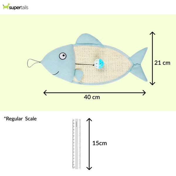 Talking Dog Club 2 in 1 Fish Scratcher Mat for Cats (Blue)