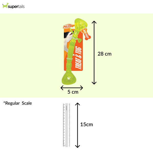 Nerf Dog Bone Tug Interactive Treat Dispenser Toy for Dogs (Green)