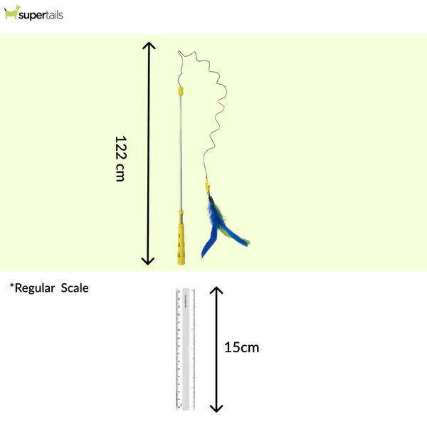 JW Flutter Ee Feathers Telescopic Wand Toy for Cats (Yellow)