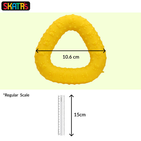 Skatrs Rubber Triangular Ring toy for Dogs and Cat  (Yellow)