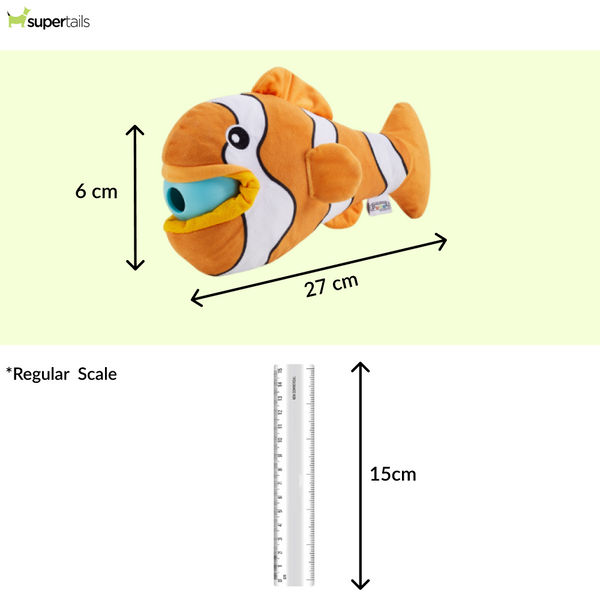 Outward Hound Big Mouth Clown Fish Plush Toy for Dogs (Orange)