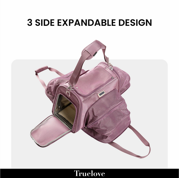 Truelove 3 Side Expandable Duffle Carrier for Dogs and Cats (Wistful Mauve)