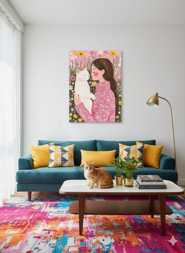 EverythingBoho Cat Mom Wall Art (Olive Green)