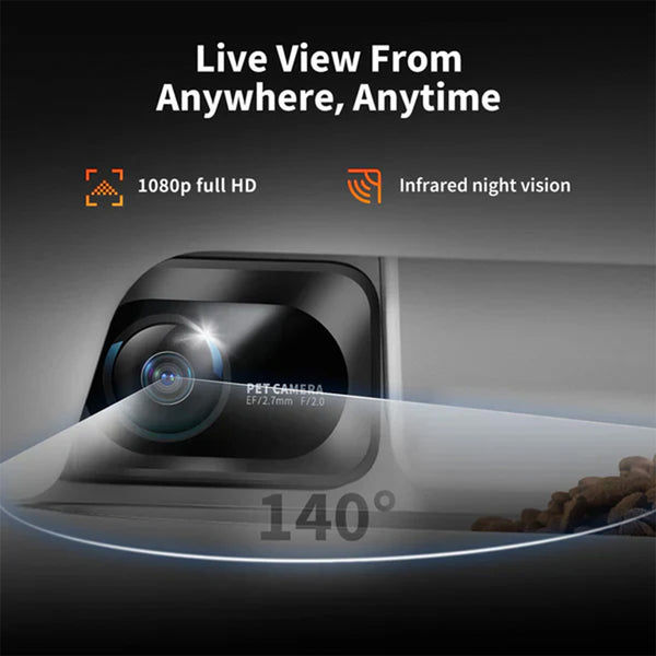 Petkit YumShare Dual Hopper Automatic 2.4G WiFi Food Dispenser with HD Camera for Dogs and Cats