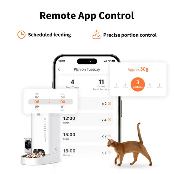 Petkit YumShare Solo Automatic 2.4G WiFi Food Dispenser with HD Camera for Dogs and Cats