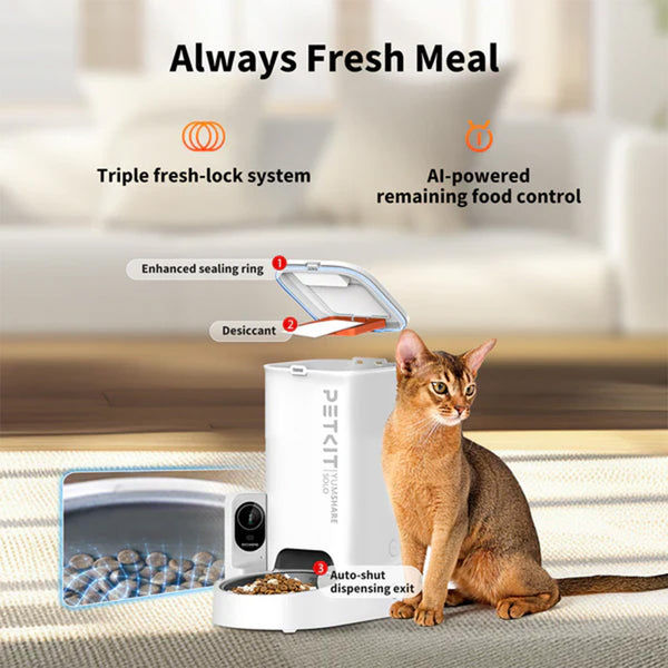 Petkit YumShare Solo Automatic 2.4G WiFi Food Dispenser with HD Camera for Dogs and Cats