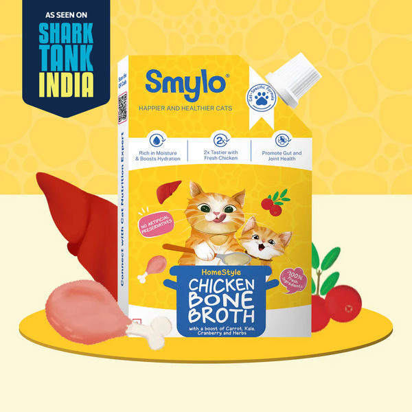 Smylo Hydration Rich Chicken with Carrot, Kale and Cranberry Bone Broth for Cats