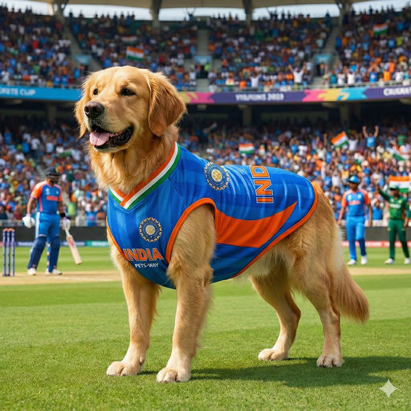 Pets Way T20 Indian Cricket Team Replica Jersey T Shirt for Dogs (Blue)
