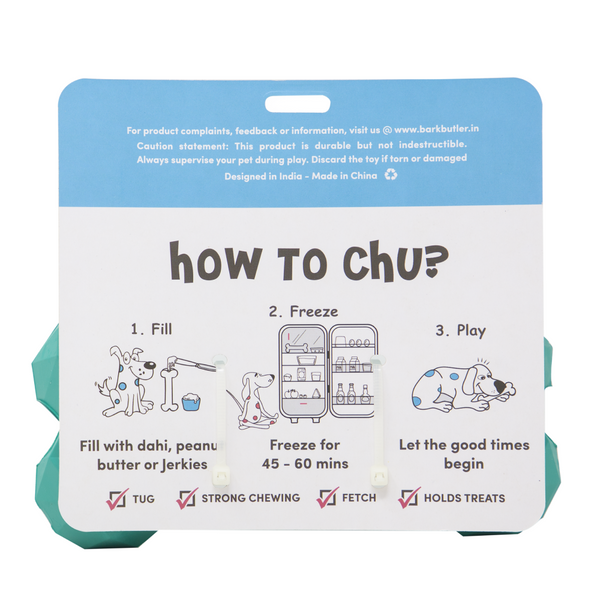 Barkbutler Chu the bone Treat Dispensing Toy for Dogs (Green)