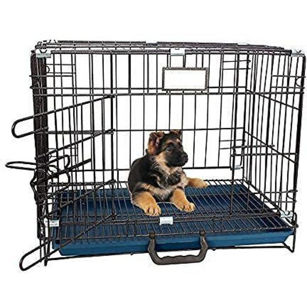 Chullbull Single Door Iron Powder Coated with Removable Tray Carrier for Dogs and Cats (Black)