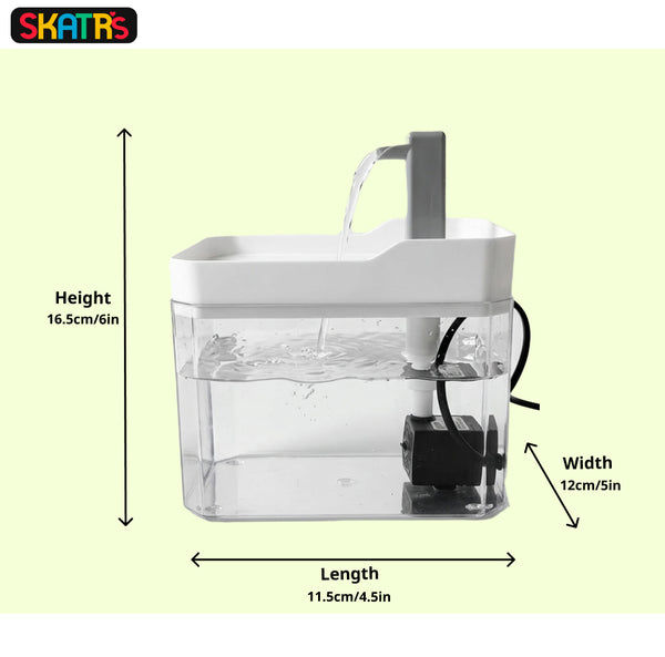 Skatrs Transparent Water Fountain for Dogs and Cats
