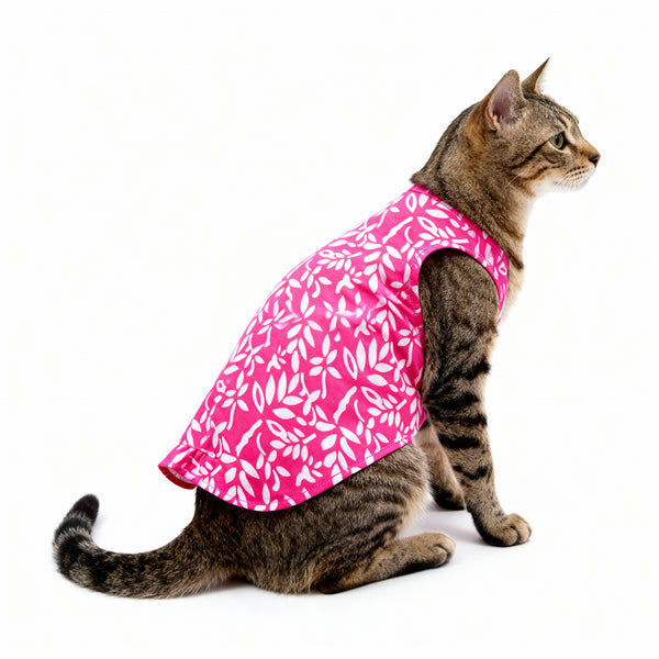 Skatrs Cotton Shirt for Dogs and Cats (Hot Pink and White)