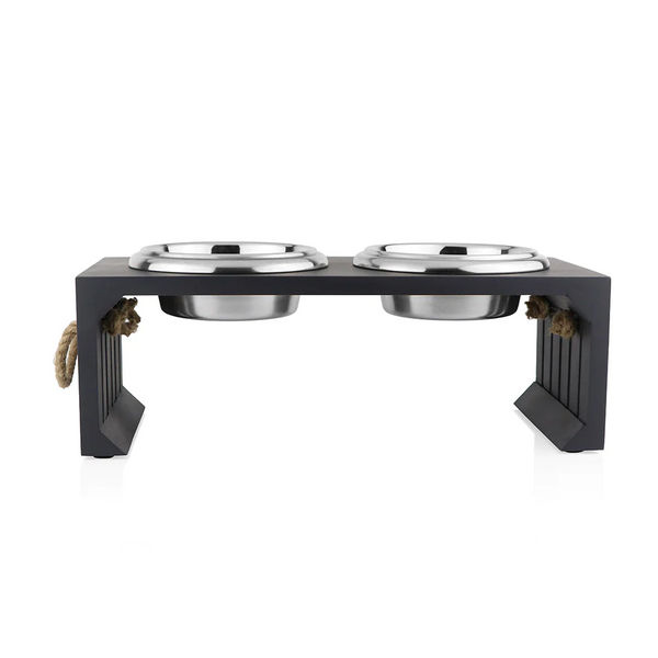 Pawpourri Elevated Wooden Diner for Dogs and Cats (Wooden Grey)