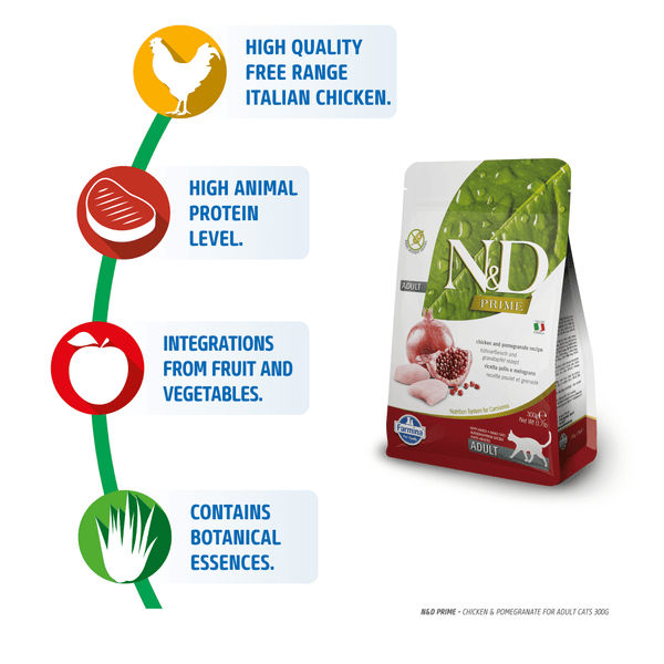 Farmina N&D Prime Chicken & Pomegranate, Lamb & Blueberry and Ocean Herring & Orange Grain Free Adult Cat Dry Food Combo