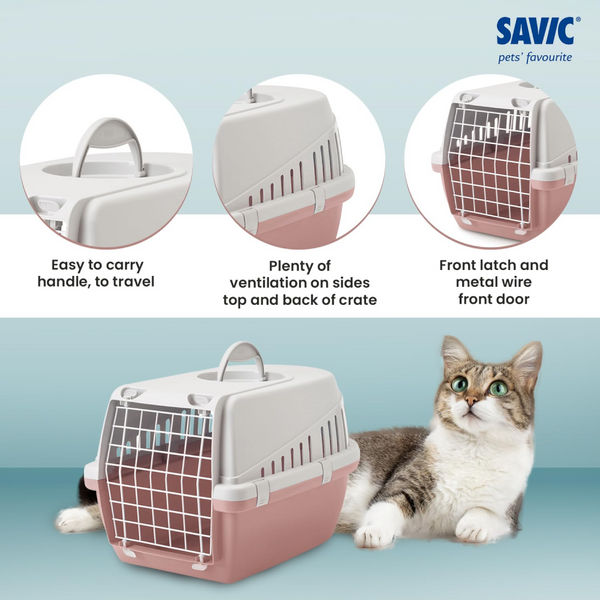 Savic Trotter 1 IATA Approved Travel Carrier for Dogs and Cats (Grey/Ash Rose)