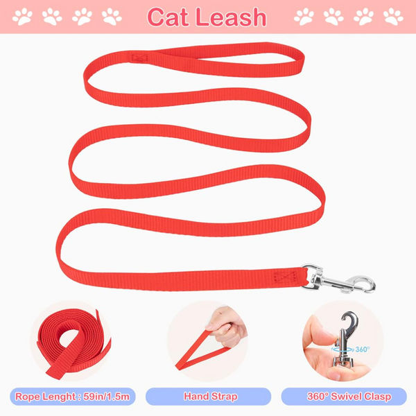 QPets Reflective Mesh Vest Harness with Leash for Cats (Blue/Red)