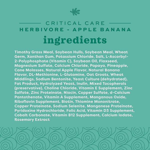 Oxbow Critical Care Apple and Banana Herbivore Dry Food for Rabbits and Guinea Pigs