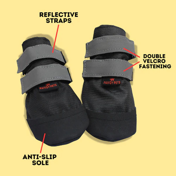 Pawgypets Walkies Everyday Shoe for Dogs (Black, Set of 4)