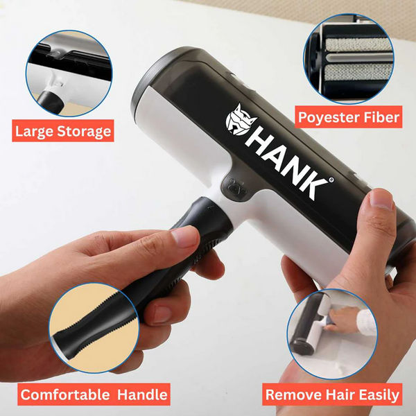 Hank Pet Hair Remover Reusable Lint Remover Roller Brush (Black)
