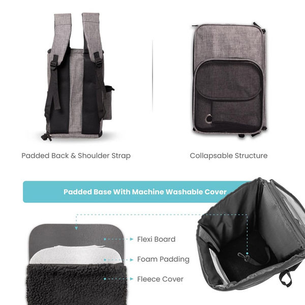 Barkbutler x Fofos Backpack Carrier for Small Dogs and Cats (Grey)