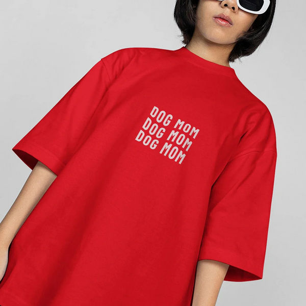 Hoomans Dog Mom Everyday T Shirt for Women (Red)