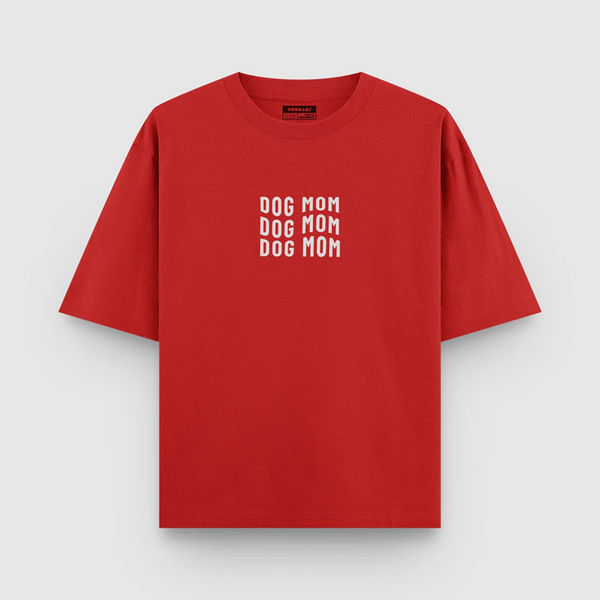 Hoomans Dog Mom Everyday T Shirt for Women (Red)