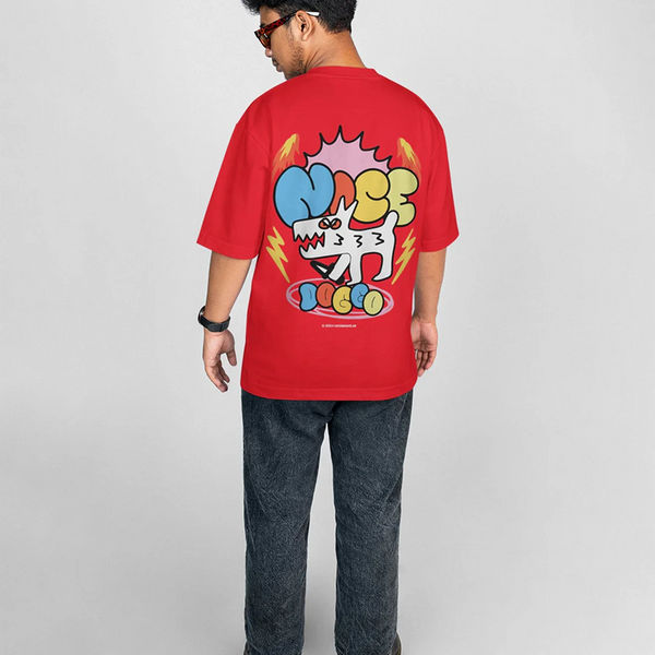 Hoomans Nice Doggo T Shirt for Men and Women (Red)
