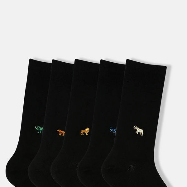 SocksXpress WWF India Themed Formal Crew Socks for Men (Pack of 5)