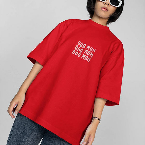 Hoomans Dog Mom Everyday T Shirt for Women (Red)